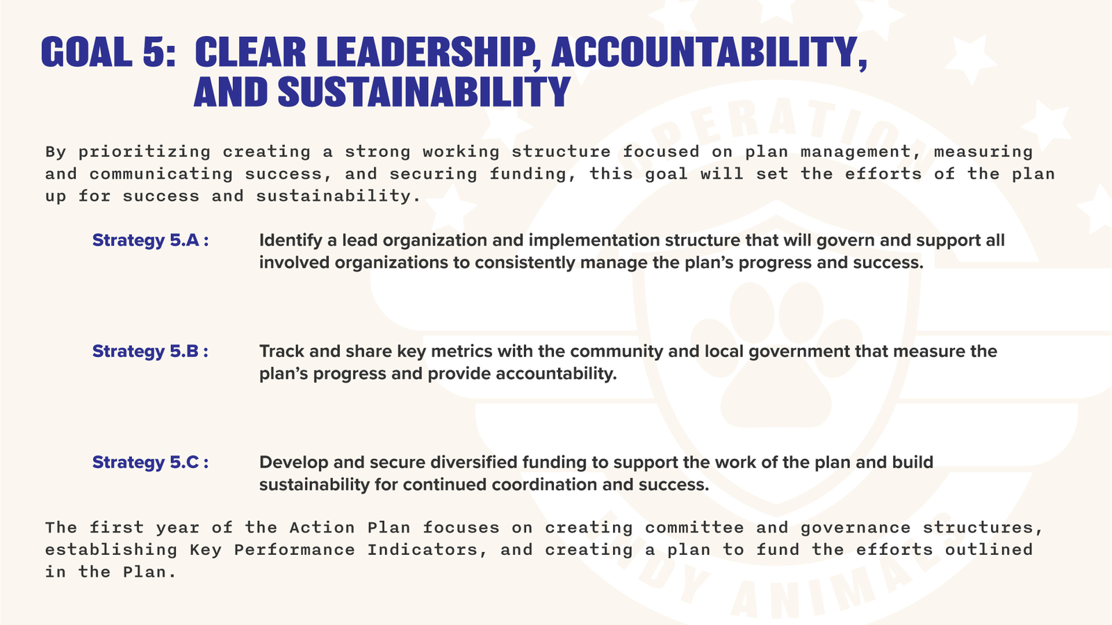 Operation Indy Animals, Executive Summary slide 14