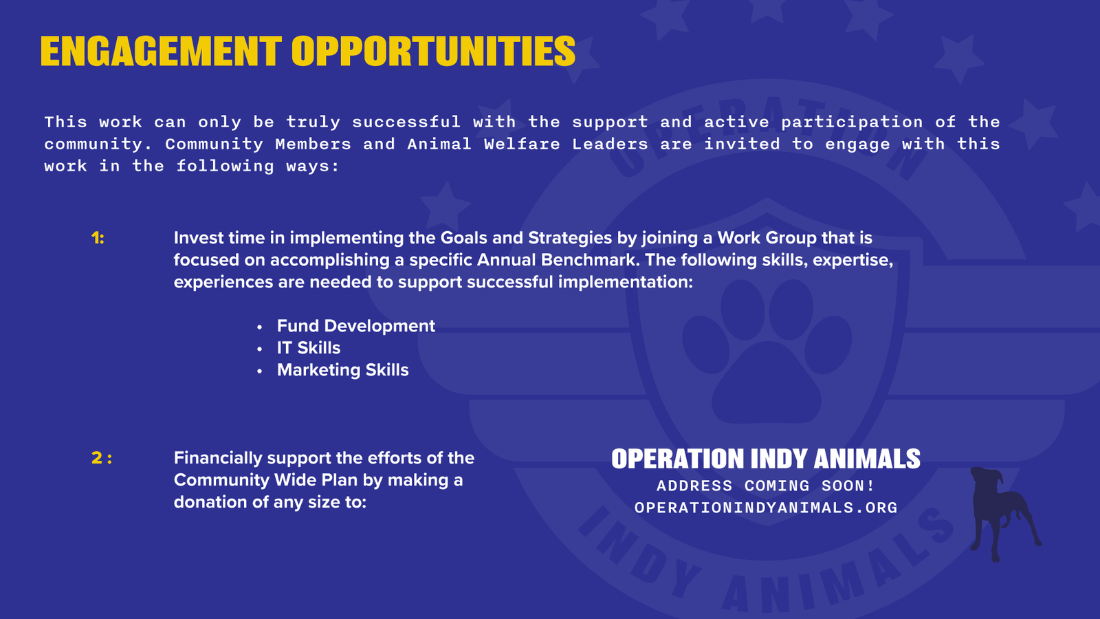Operation Indy Animals - Year One Action Plan FOR PUBLIC-23